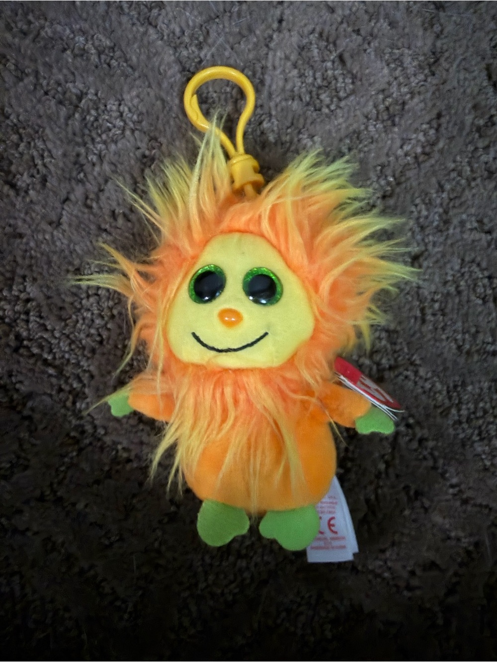 NWT Ty Frizzys TANG Orange Plush 2015 Beanie Baby Toy Hair Critter Keychain